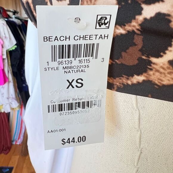 Bar III Cheetah Print Halter Bikini Top Brown Natural Size XS - Picture 6 of 10